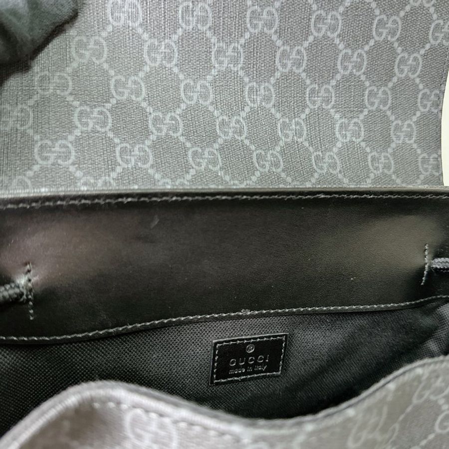 GUCCI Supreme黑花翻蓋後背包-6