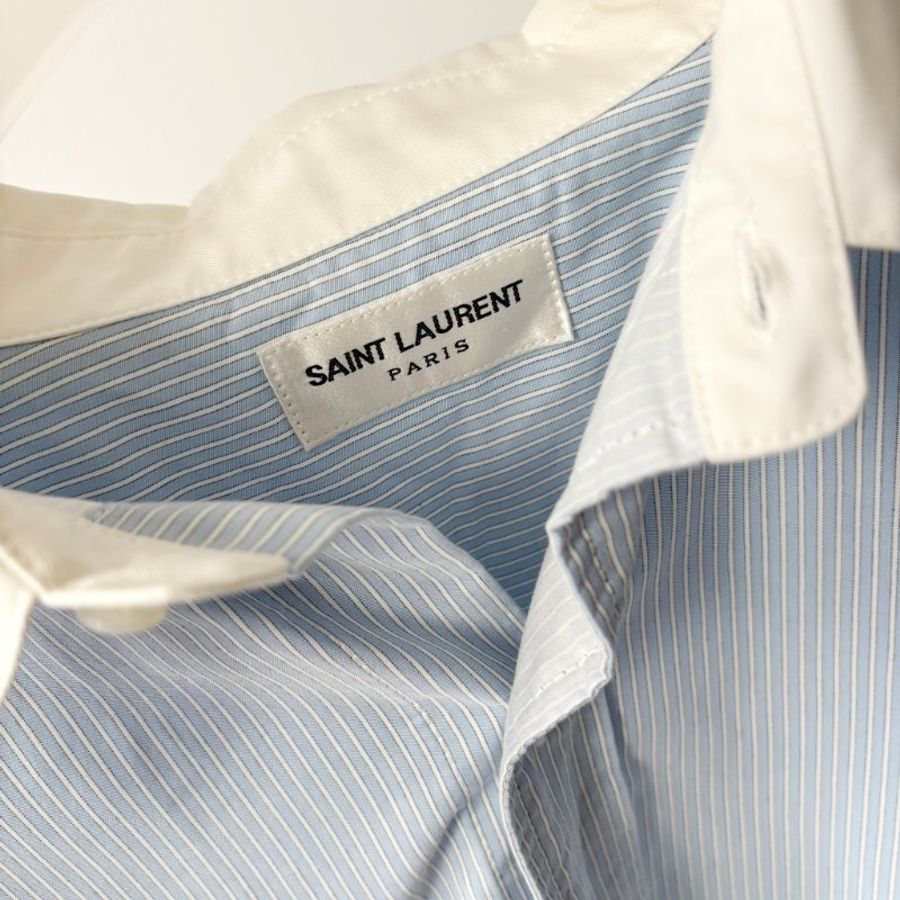 ::Saint Laurent:: 聖羅蘭 YSL 藍白條紋 Winchester 襯衫 Winchester Striped Boyfriend Shirt in Cotton-4
