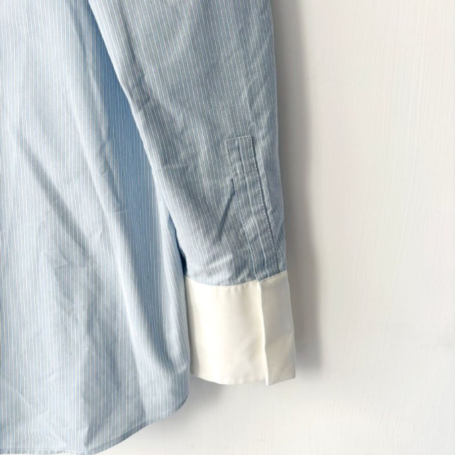 ::Saint Laurent:: 聖羅蘭 YSL 藍白條紋 Winchester 襯衫 Winchester Striped Boyfriend Shirt in Cotton-5