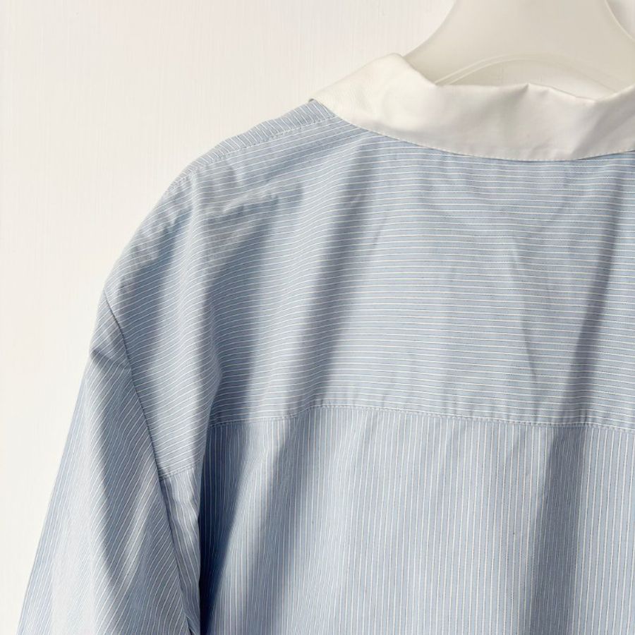 ::Saint Laurent:: 聖羅蘭 YSL 藍白條紋 Winchester 襯衫 Winchester Striped Boyfriend Shirt in Cotton-8