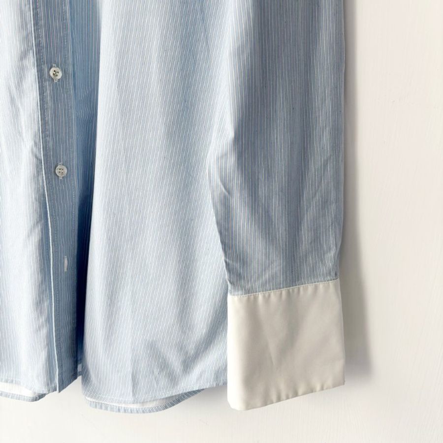 ::Saint Laurent:: 聖羅蘭 YSL 藍白條紋 Winchester 襯衫 Winchester Striped Boyfriend Shirt in Cotton-12