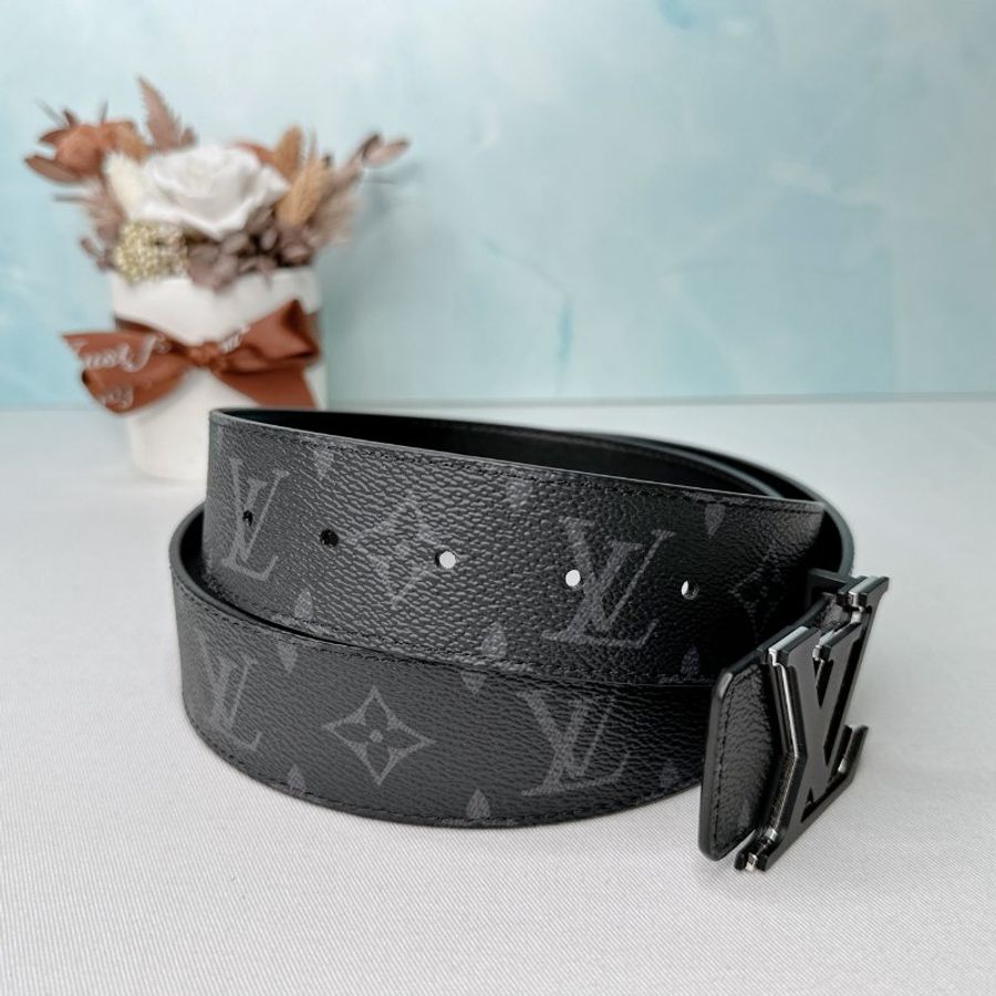 LV 全新Optic黑灰老花雙面皮帶-3