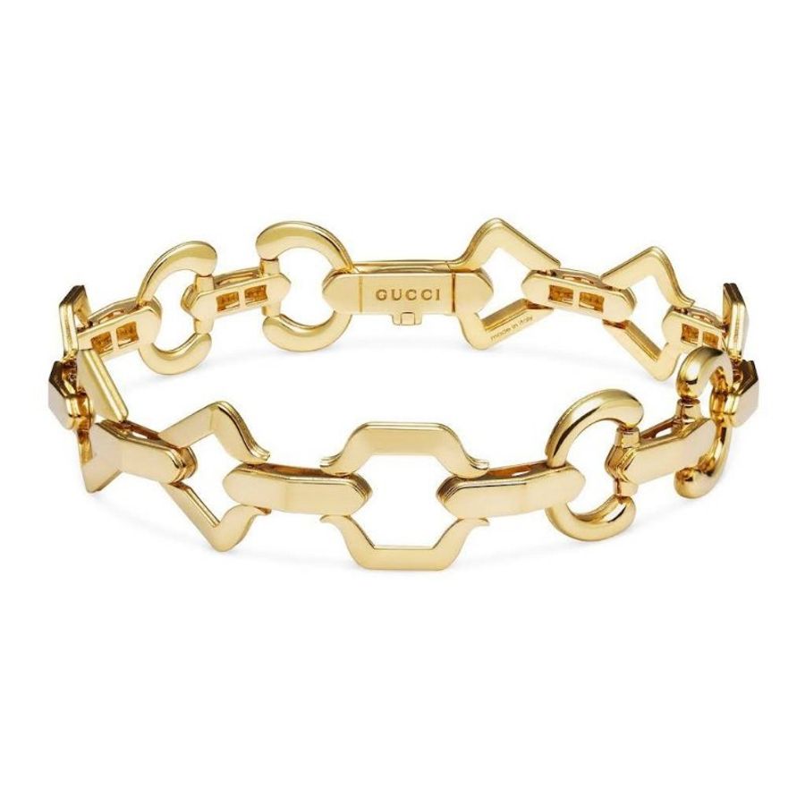 高級珠寶系列 ::GUCCI:: Horsebit 系列 18K金 馬銜扣金手鏈-0