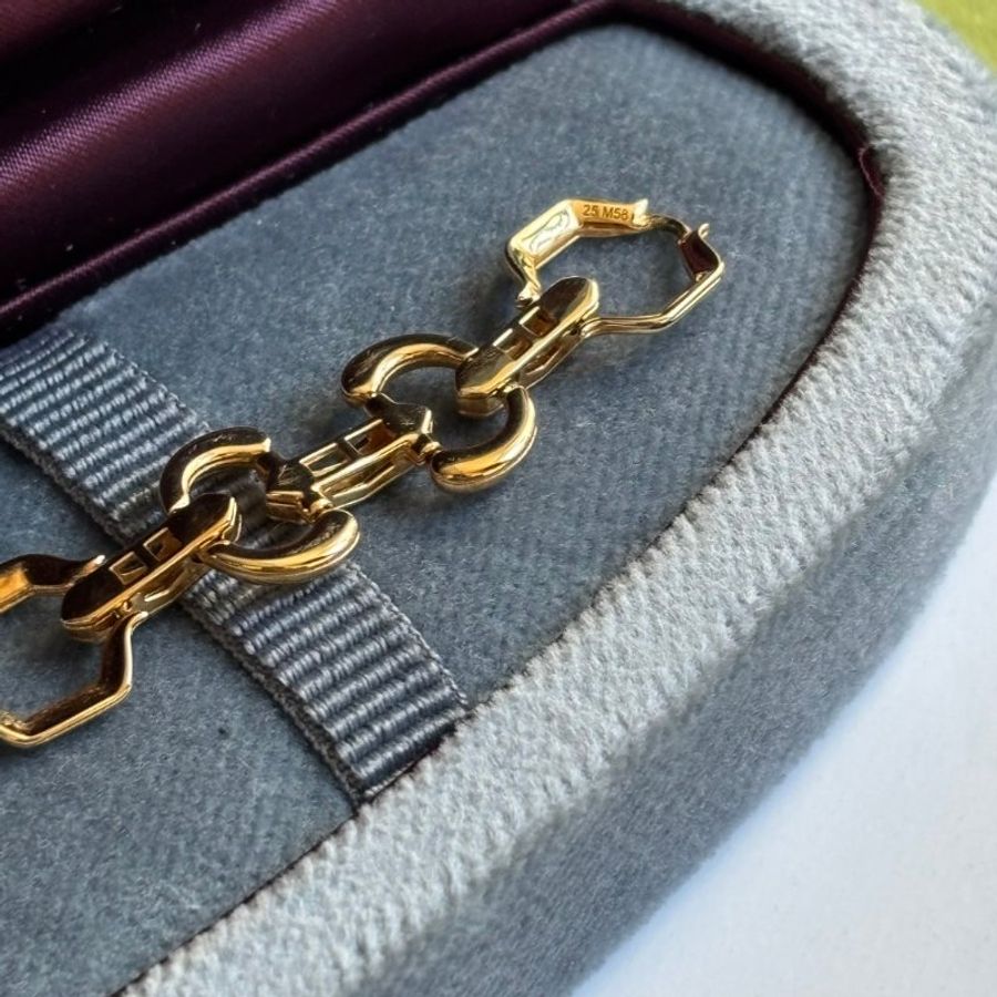 高級珠寶系列 ::GUCCI:: Horsebit 系列 18K金 馬銜扣金手鏈-16