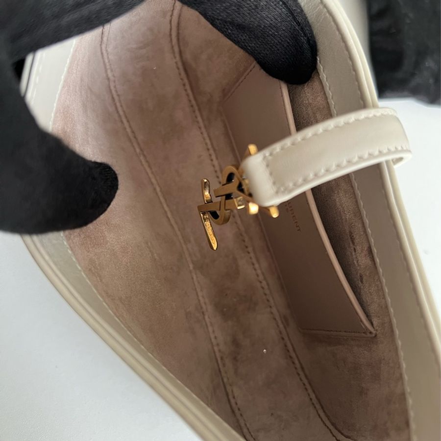 YSL Saint Laurent LE 5A7 迷你小牛皮肩背腋下包復古白-21
