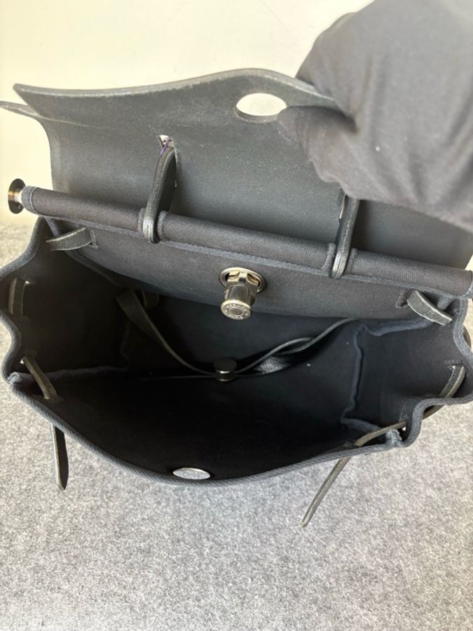 Hermes 愛馬仕 herbag 黑銀 vintage 中古雙肩包-8