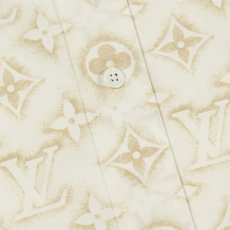 路易威登 Monogram Sand 長袖襯衫,純棉,白色/米色,二手,男士 L 碼-9