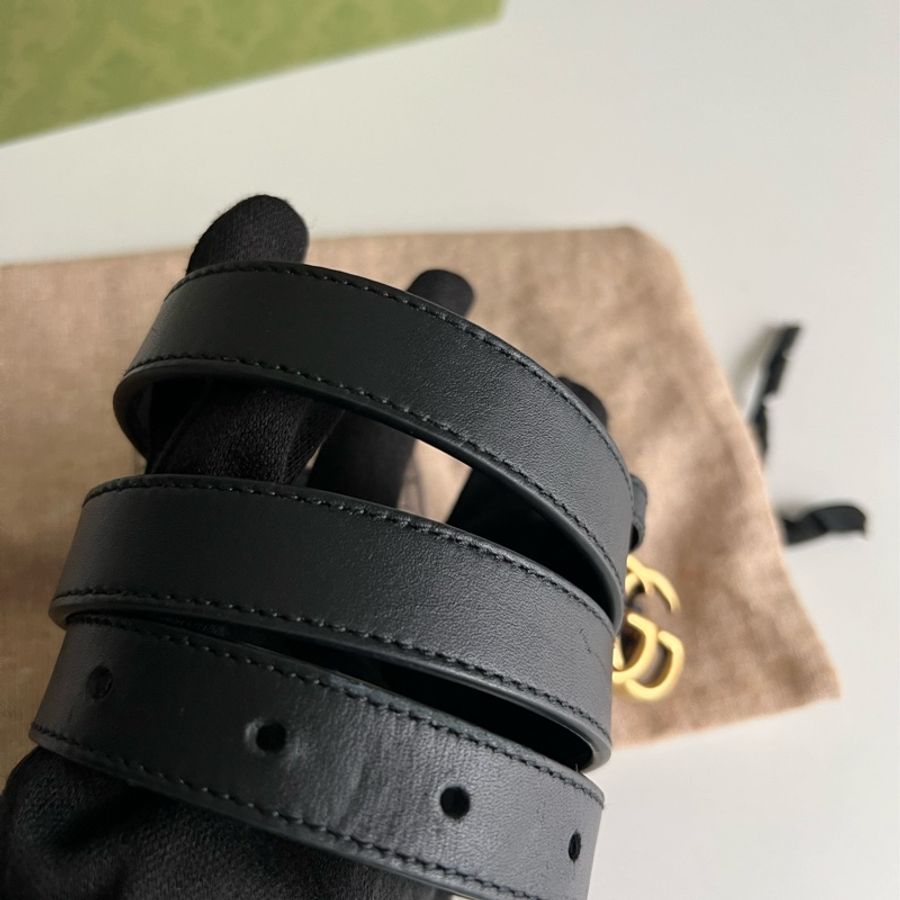 Gucci GG Marmont 黑色皮帶-12