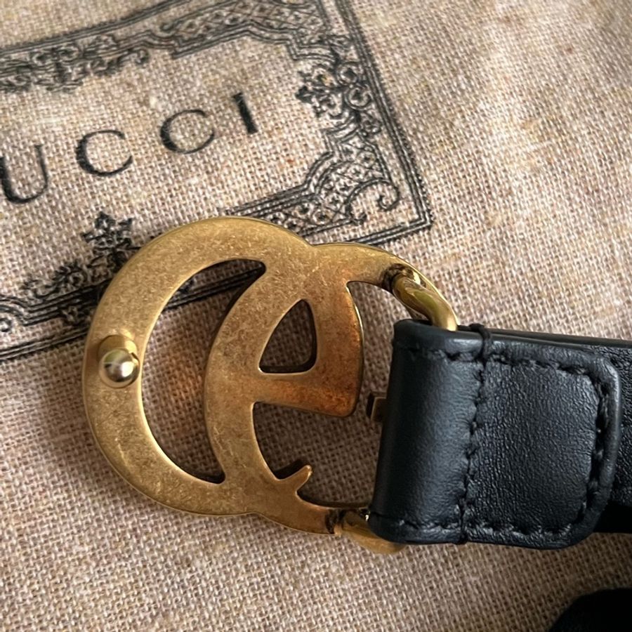 Gucci GG Marmont 黑色皮帶-18