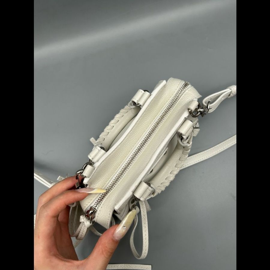Balenciaga巴黎世家 Neo Classic Mini機車包,奶白色荔枝紋牛皮,手提斜揹兩用-2