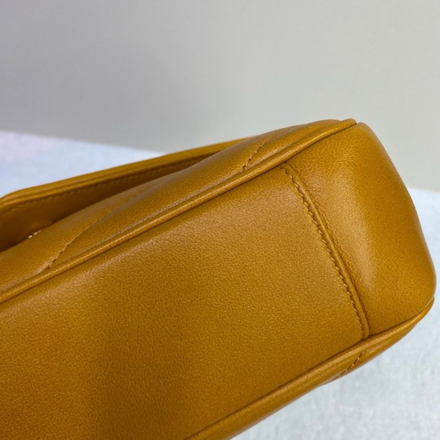 聖羅蘭 YSL LOULOU 金色五金件品牌Logo標識 小羊皮 單肩包 中號 女款 橙色-4