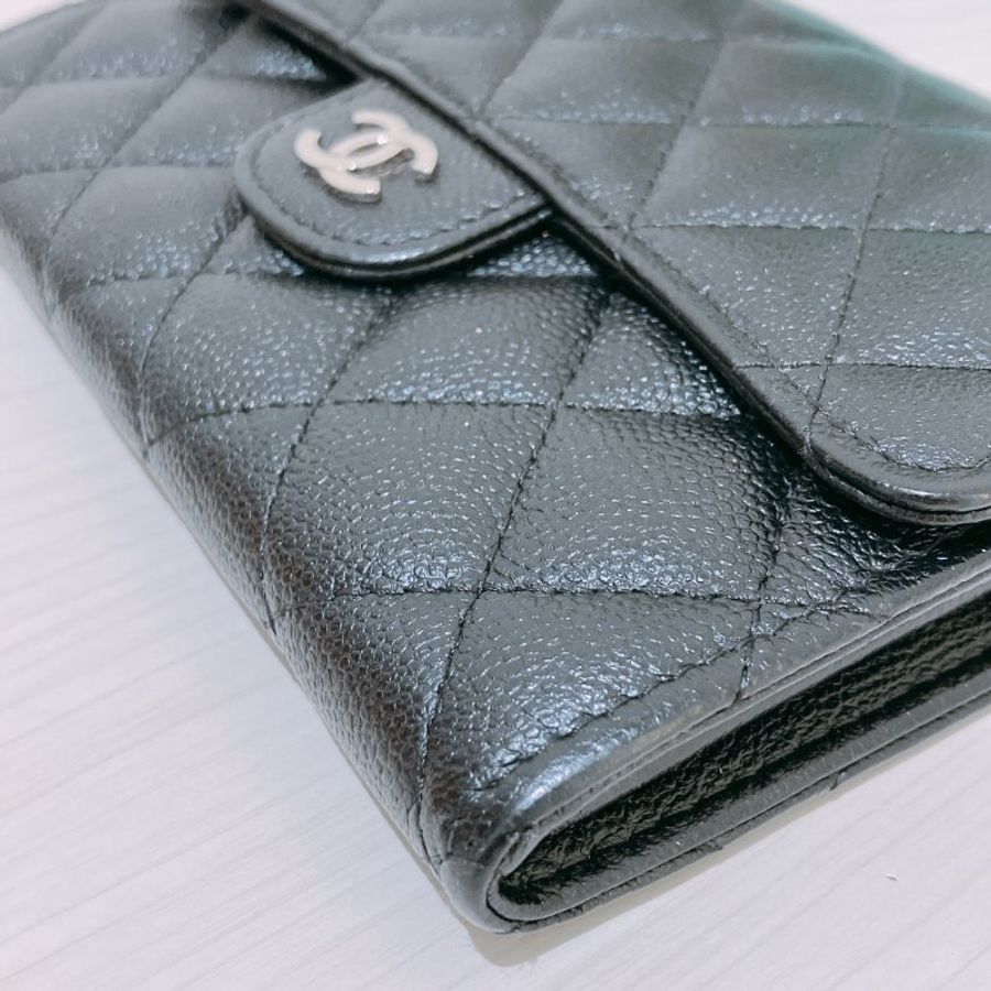 TK2108 香奈兒 中號銀包Chanel Medium Flap Wallet Calfskin Black X PHW-5