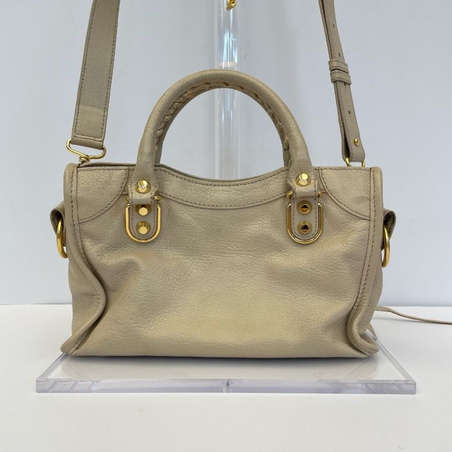 巴黎世家/Balenciaga Mini City機車包,奶茶色-1