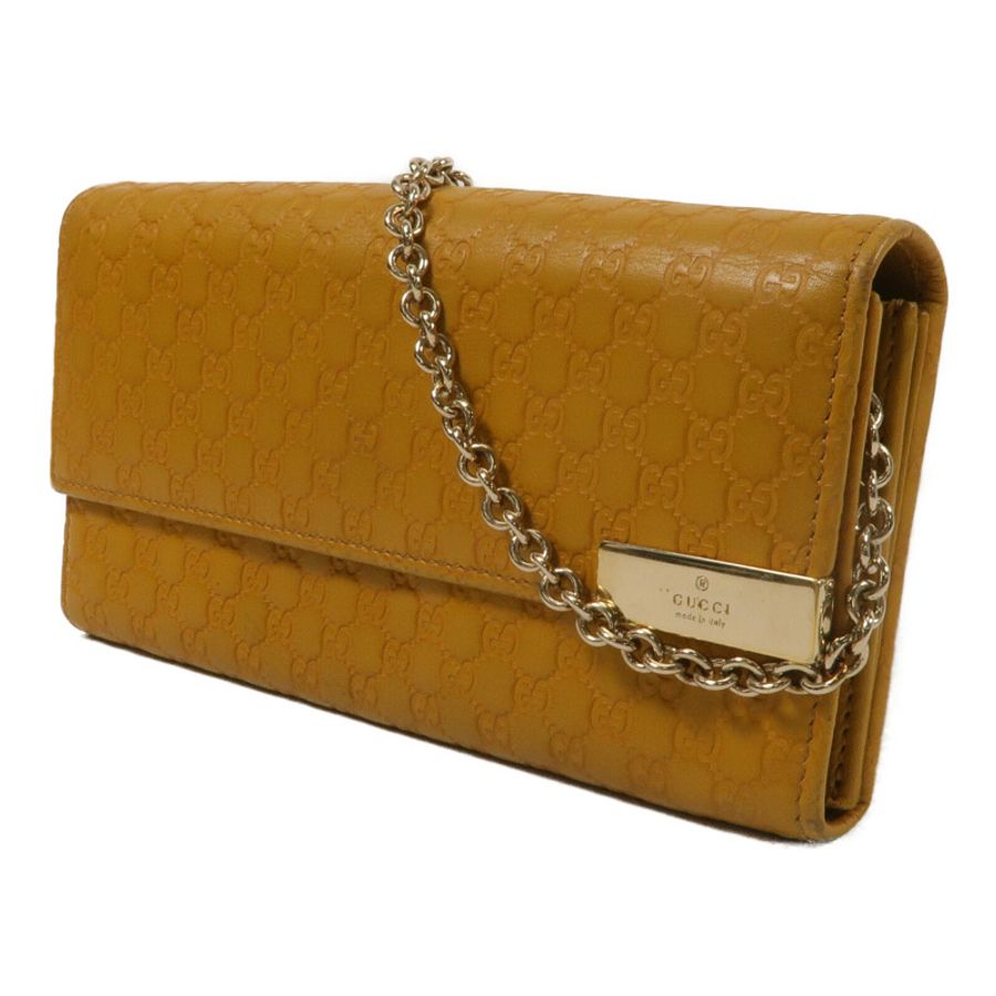 GUCCI 牛皮皮革Pouch Long wallet鏈帶肩背袋-1