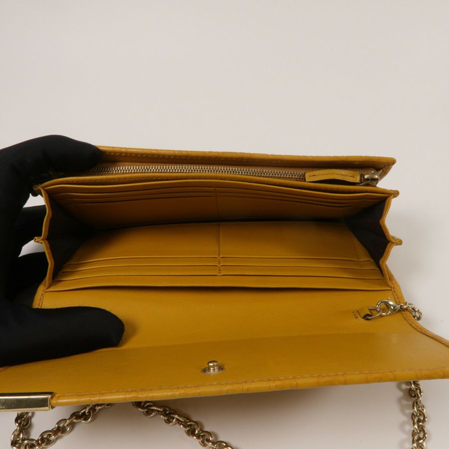 GUCCI 牛皮皮革Pouch Long wallet鏈帶肩背袋-4