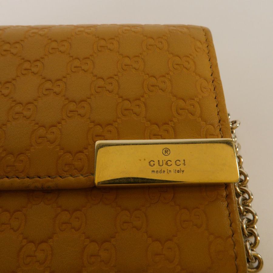 GUCCI 牛皮皮革Pouch Long wallet鏈帶肩背袋-6