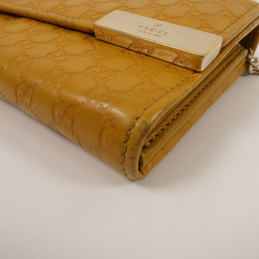 GUCCI 牛皮皮革Pouch Long wallet鏈帶肩背袋-9