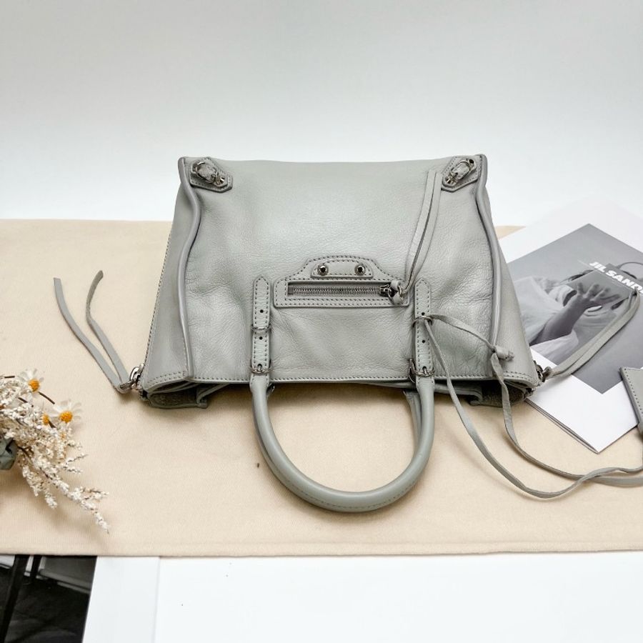 BALENCIAGA/巴黎世家 Classic灰色機車手提包-5