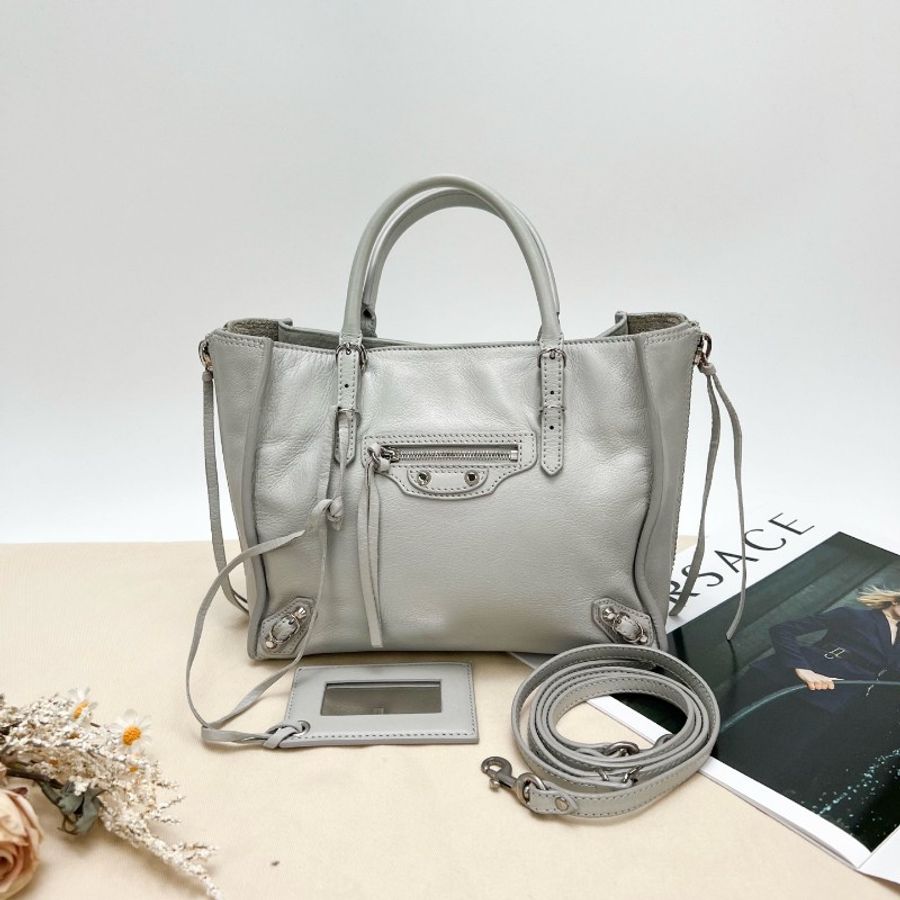 BALENCIAGA/巴黎世家 Classic灰色機車手提包-6
