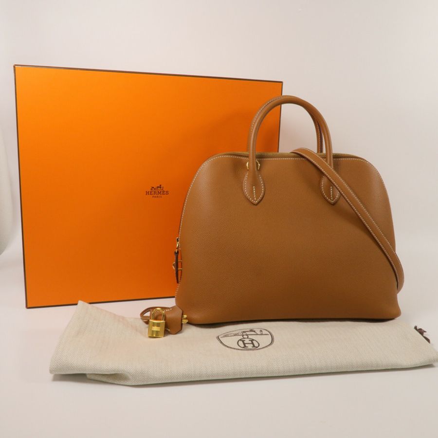 HERMES Epsom皮革Bolide 1923-30手挽肩背兩用袋Gold-10
