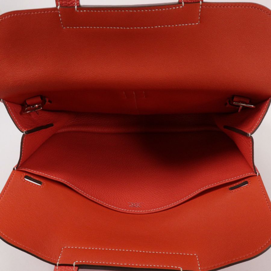 HERMES Clemence皮革Halzan 31手挽肩背兩用袋Rose Jaipur/Capucine-4