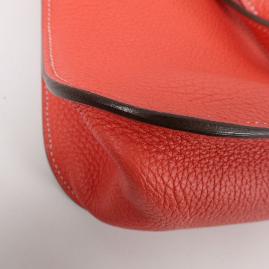 HERMES Clemence皮革Halzan 31手挽肩背兩用袋Rose Jaipur/Capucine-11