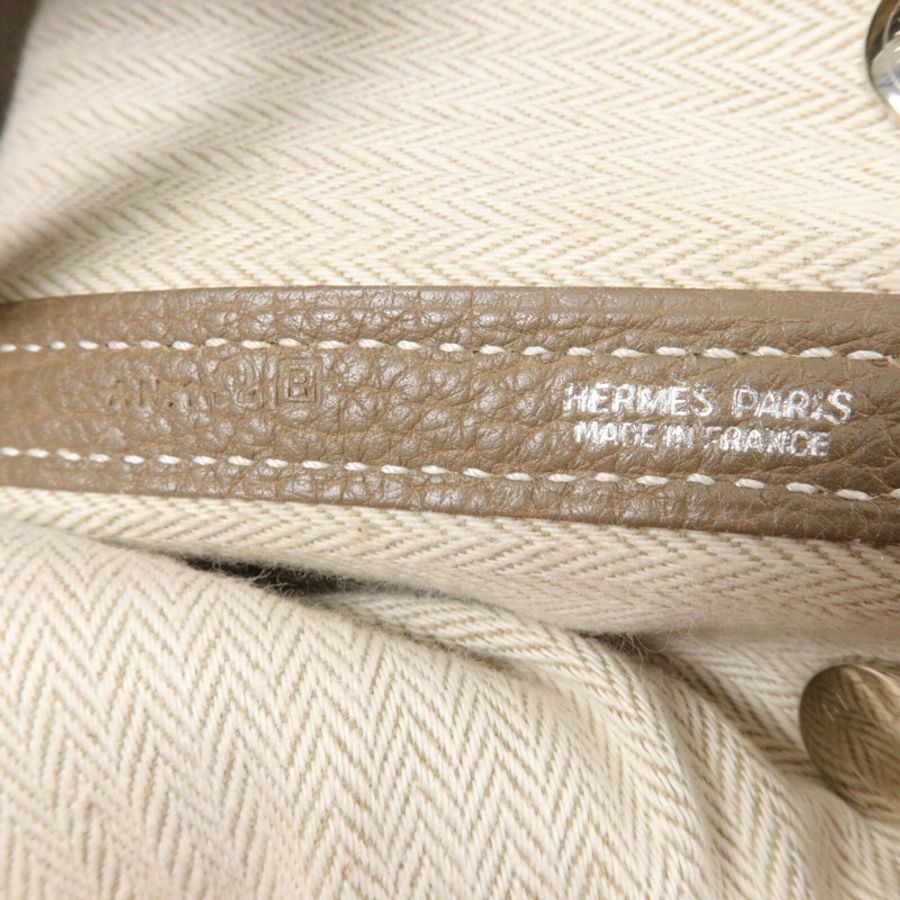HERMES Negonda皮革Garden Party TPM手挽袋Etoupe-5