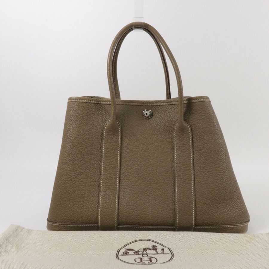 HERMES Negonda皮革Garden Party TPM手挽袋Etoupe-7
