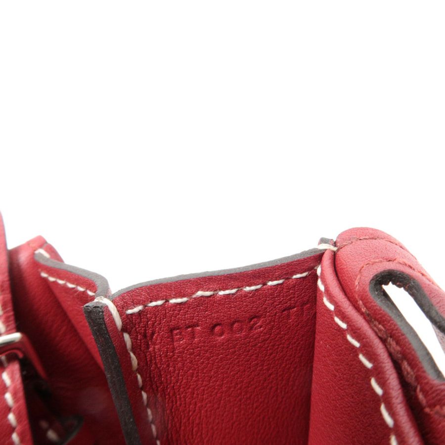 HERMES Swift皮革Mini Halzan手挽肩背兩用袋Rouge Grenat-7