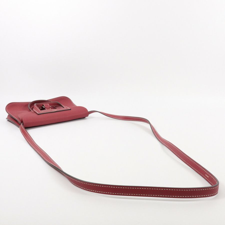 HERMES Swift皮革Mini Halzan手挽肩背兩用袋Rouge Grenat-8