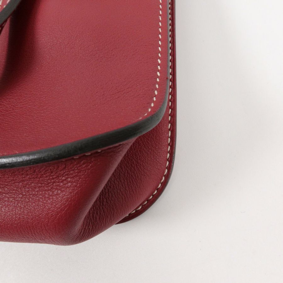 HERMES Swift皮革Mini Halzan手挽肩背兩用袋Rouge Grenat-10