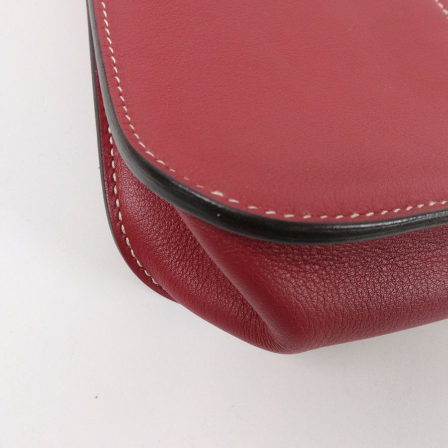 HERMES Swift皮革Mini Halzan手挽肩背兩用袋Rouge Grenat-11