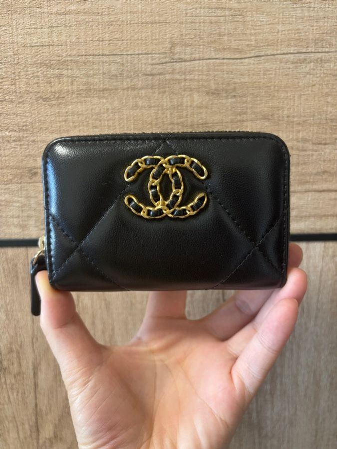 Chanel 香奈兒 19 零錢包 零錢卡包(芯片款)拉鏈款-0