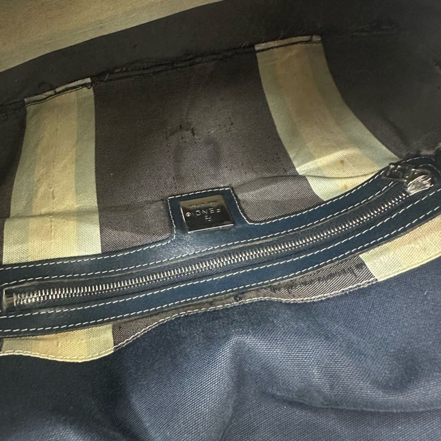 【赫蒂國際精品】Fendi 深藍牛仔帆布肩背包vintage-24