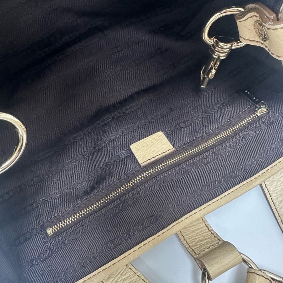 【赫蒂國際精品】Celine Boogie 棕色帆布米色皮革手提包 vintage-25