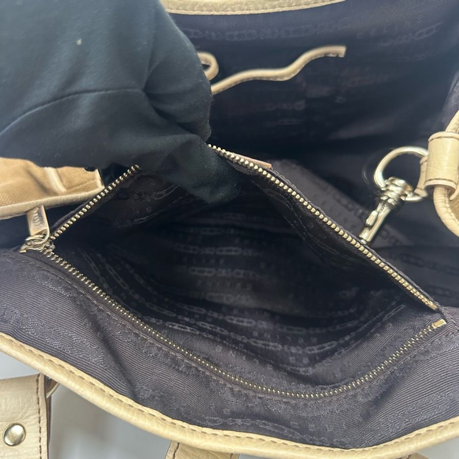 【赫蒂國際精品】Celine Boogie 棕色帆布米色皮革手提包 vintage-32