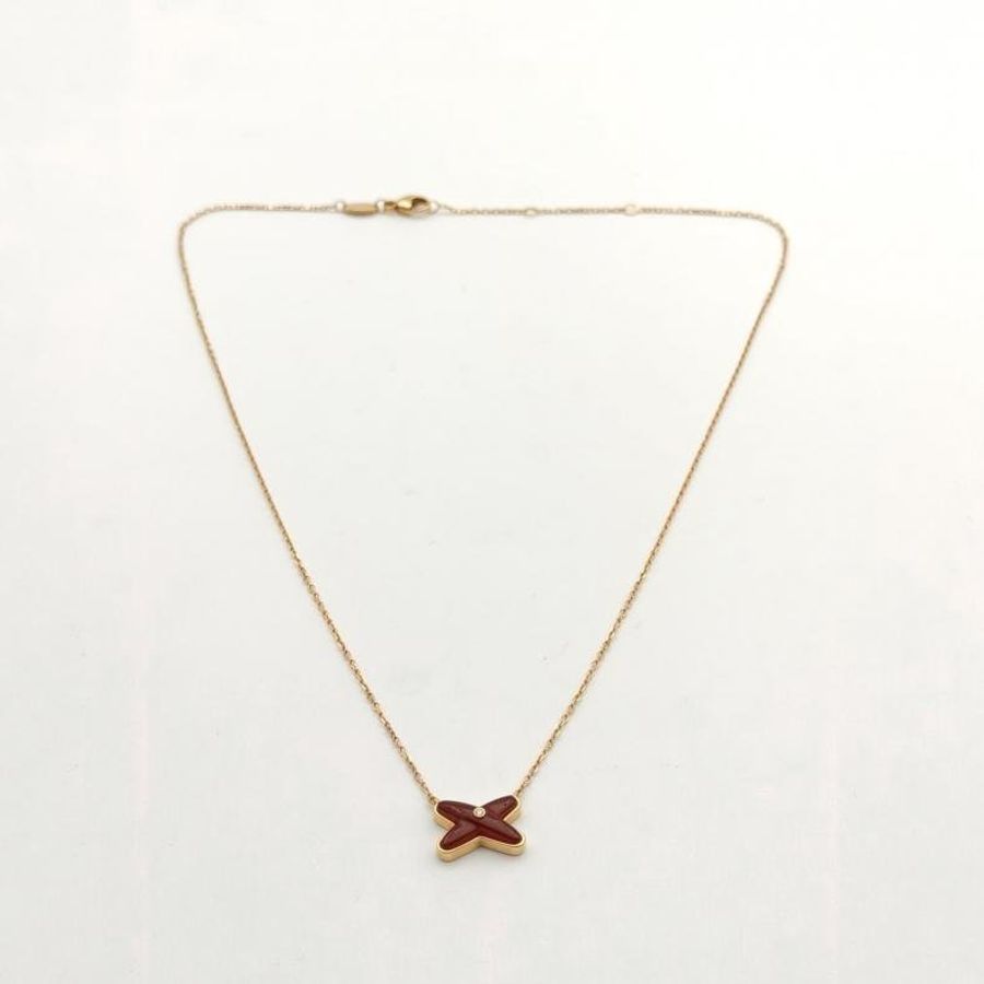CHAUMET JuxeDeLiens歡緣小叉項鏈單鑽18K玫瑰金/紅玉髓-5