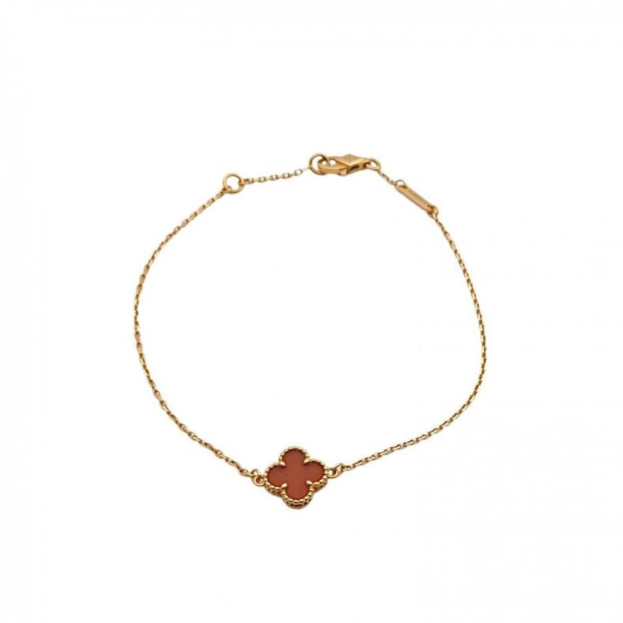 VAN CLEEF&ARPELS SweetAlhambra小號單花手鏈新扣18K玫瑰金/紅玉髓S-M碼-0