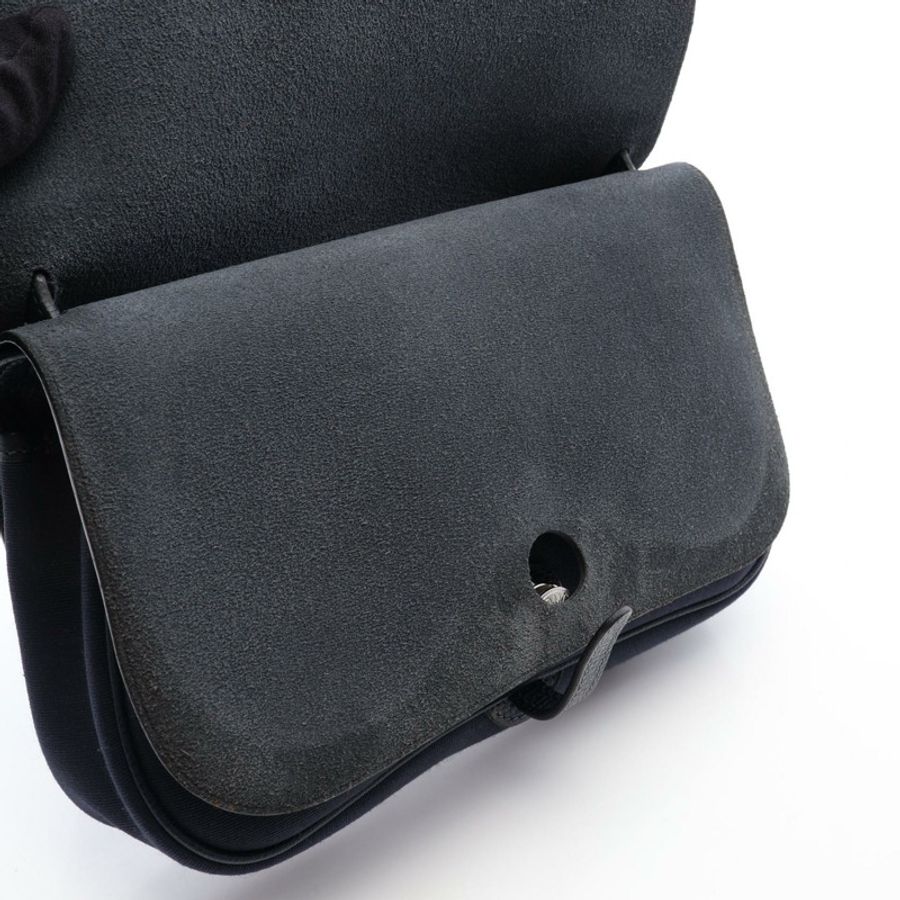 愛馬仕 Sac Colorado PM 肩包,Vache Liegee 皮革帆布,海軍藍,二手 SHW I-8