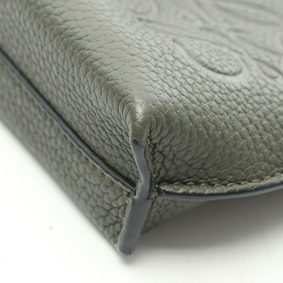 LOEWE品牌直式 T字口袋腰包 C500P02X02 皮革 卡其色 二手-4