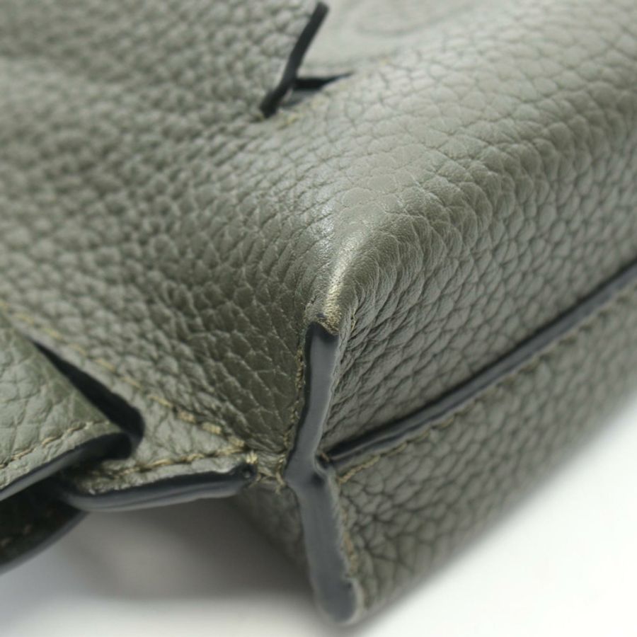 LOEWE品牌直式 T字口袋腰包 C500P02X02 皮革 卡其色 二手-5