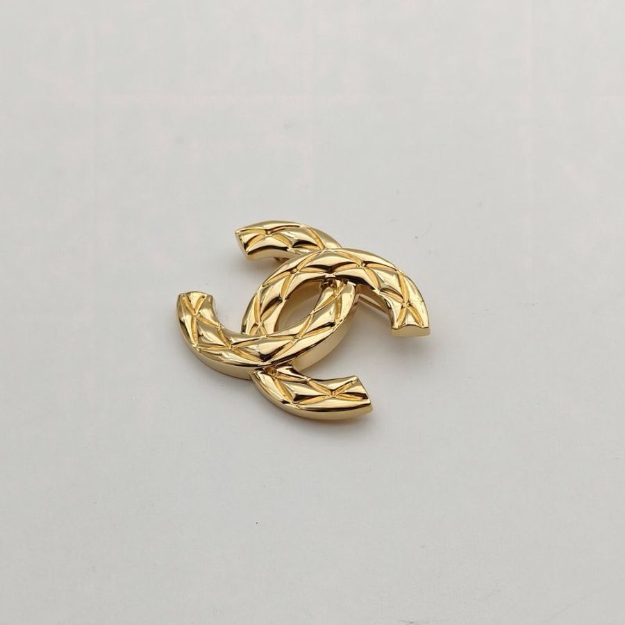 CHANEL 合金26P雙C菱格紋胸針-1