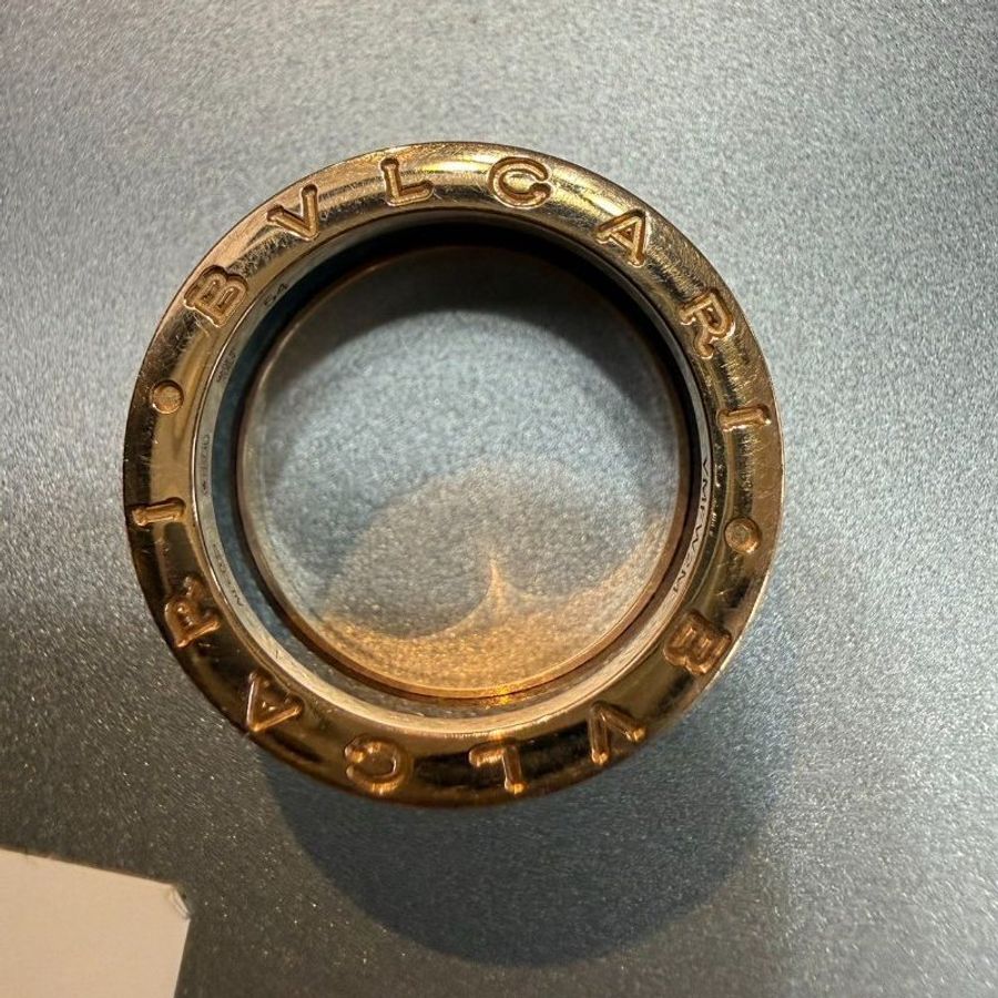 BVLGARI B.ZERO1彈簧戒指三圈18K玫瑰金/黑陶瓷54-4