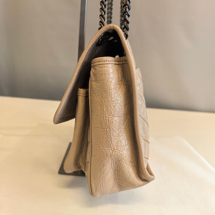 YSL Niki 奶茶色 復古皺褶中號鏈條包-4