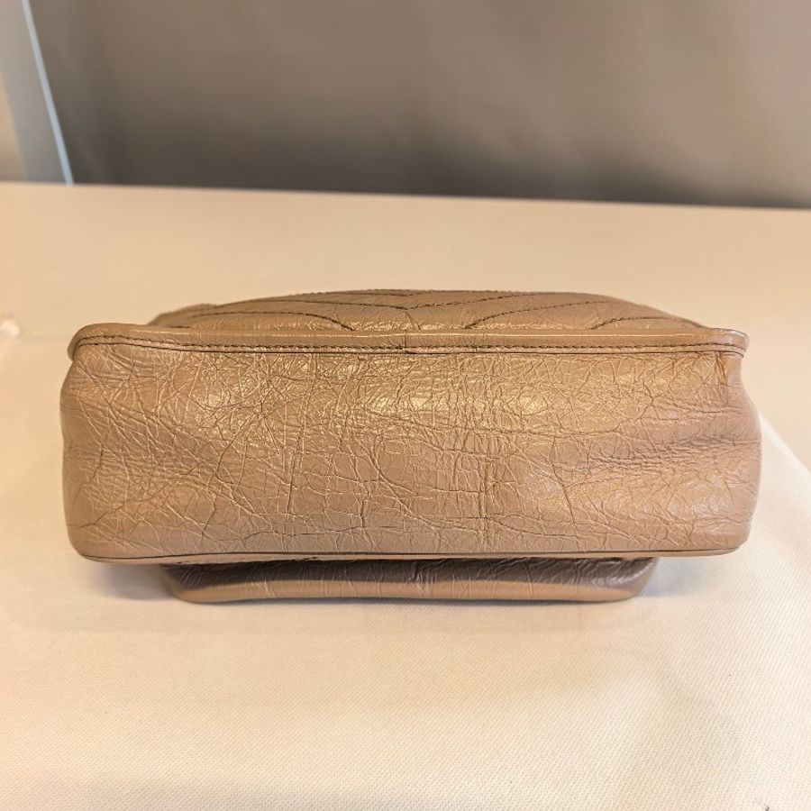 YSL Niki 奶茶色 復古皺褶中號鏈條包-5