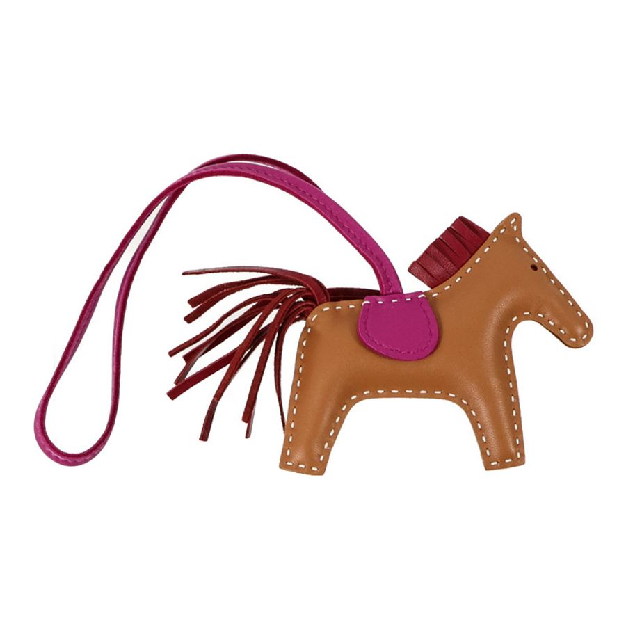 HERMES Milo皮革Rodeo PM掛飾Gold/Rose Pourpre-1