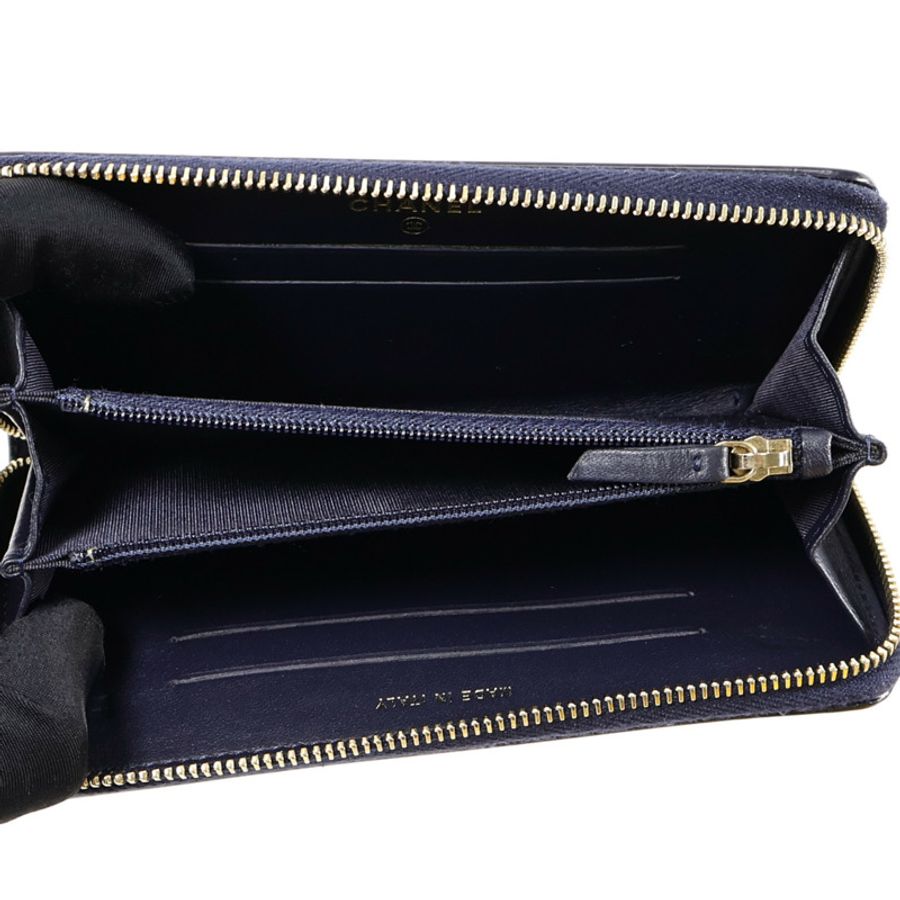 CHANEL 牛皮皮革CC Filigree Zipper Medium長錢包-5