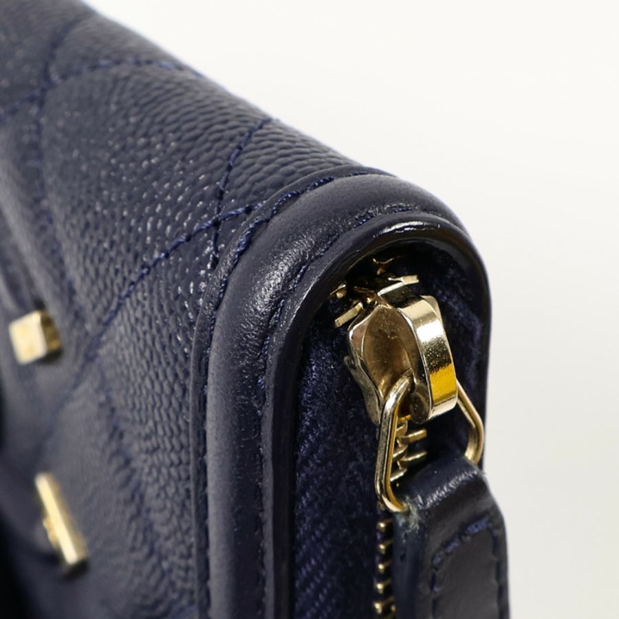 CHANEL 牛皮皮革CC Filigree Zipper Medium長錢包-18