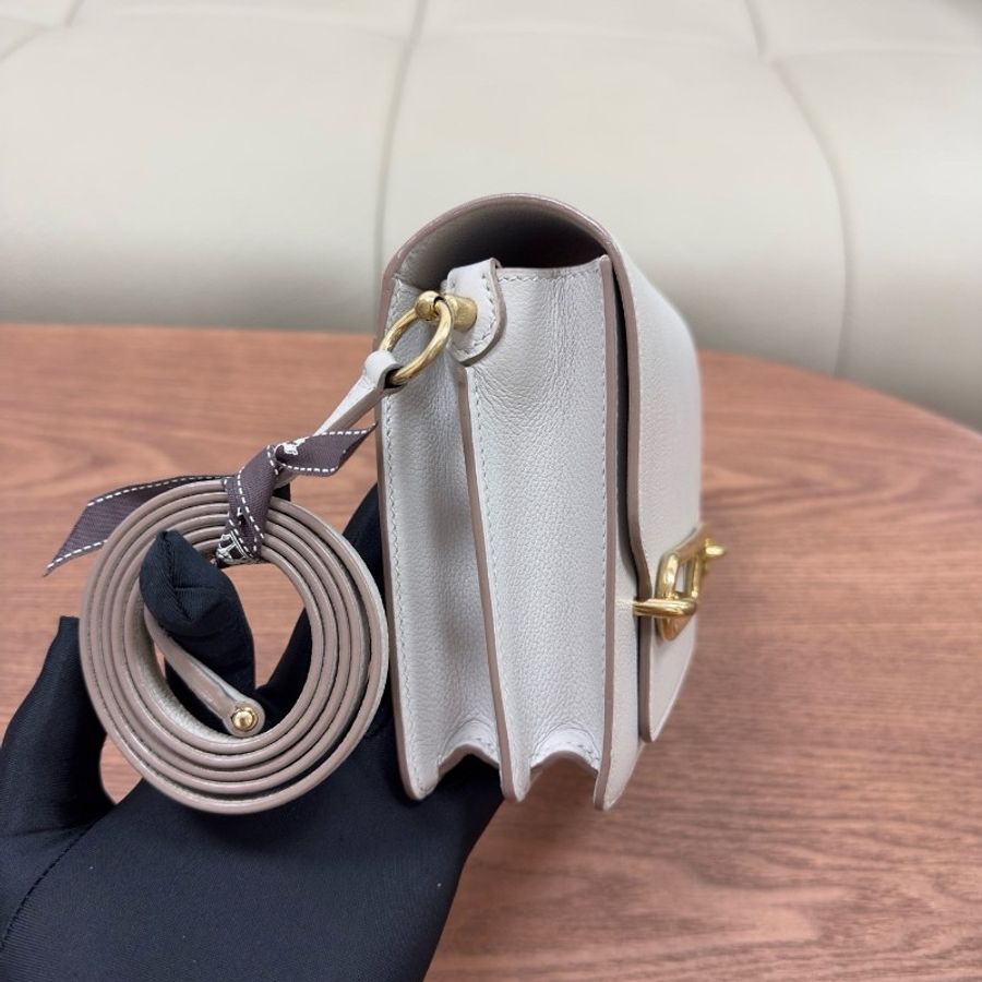 愛馬仕Hermès Roulis19 冰川白淡金扣 Evercolor皮-2