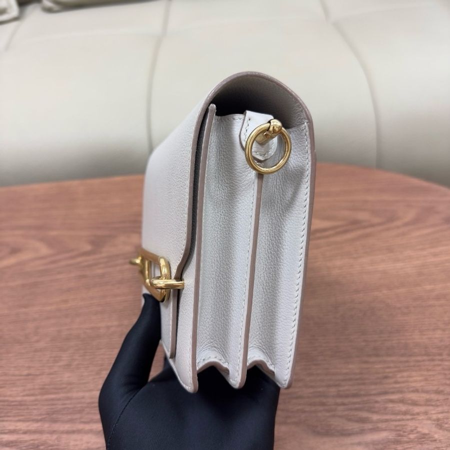 愛馬仕Hermès Roulis19 冰川白淡金扣 Evercolor皮-3